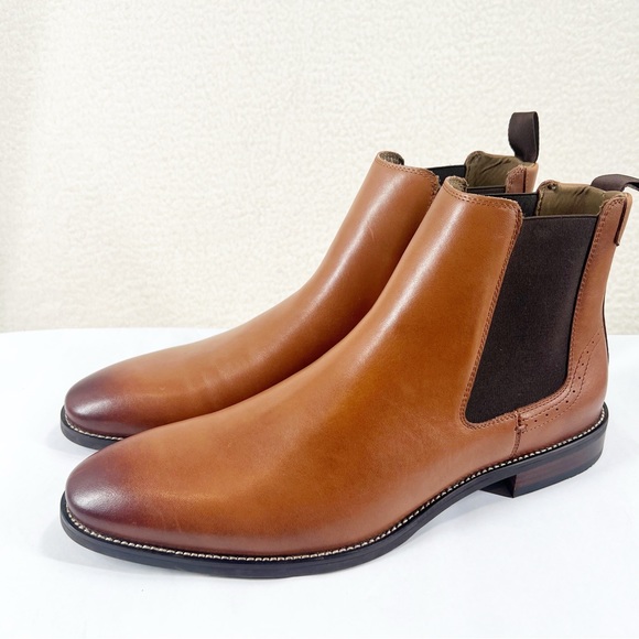 Aldo Chelsea Men's Boot Cognac Smooth Leather New Size 12 - Picture 2 of 10